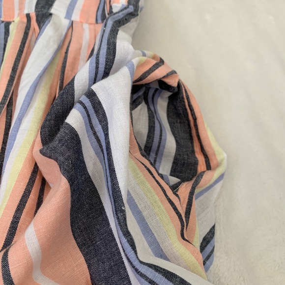 Free People Lilah Pleated Tube Striped Cotton Midi Dress Button Front Smocked M - Picture 10 of 10